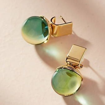 Vintage Green Crystal Golden Earrings
