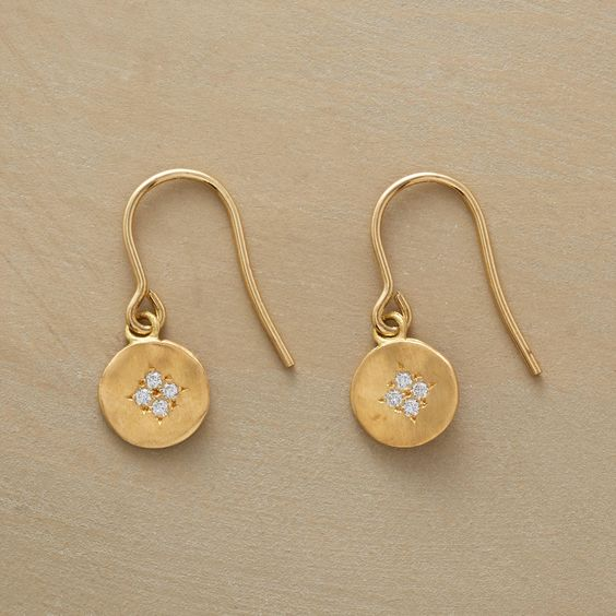 Vintage Golden Rounded Zirconia Earrings