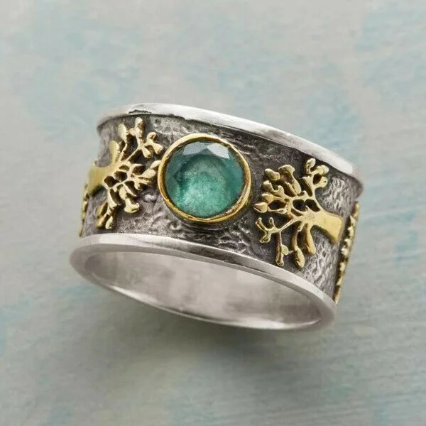 Vintage Turquoise Inlaid Stone Ring